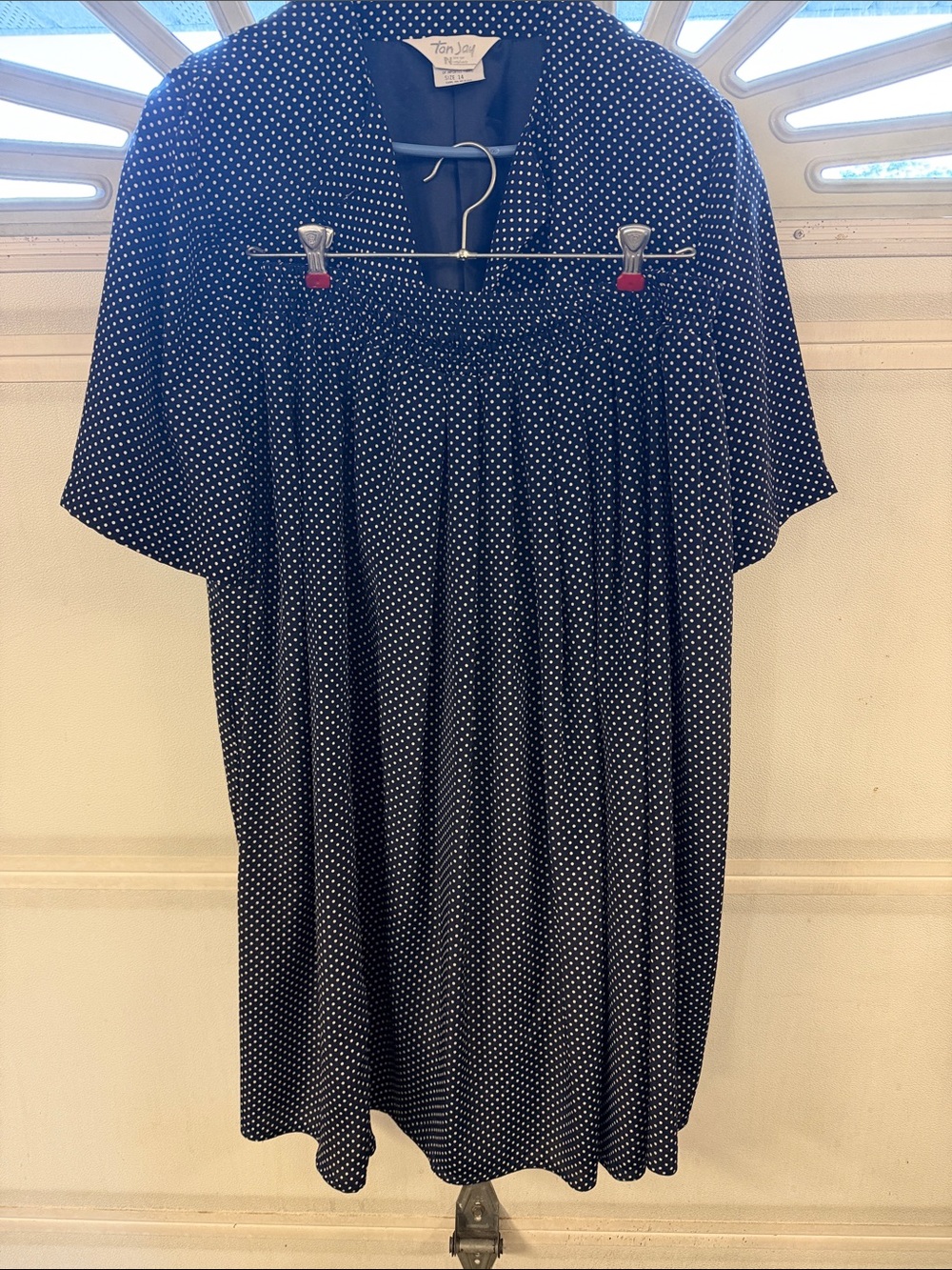 TanJay Navy and White Polka Dot skirt and jacket